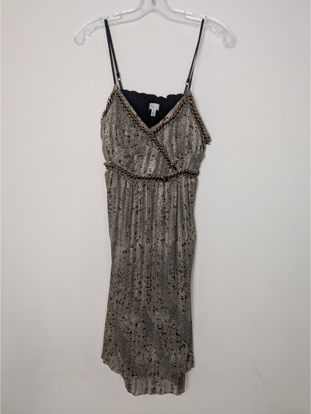 Linea Domani Snakeskin Print Chain Detail Cami Midi Dress Size 10